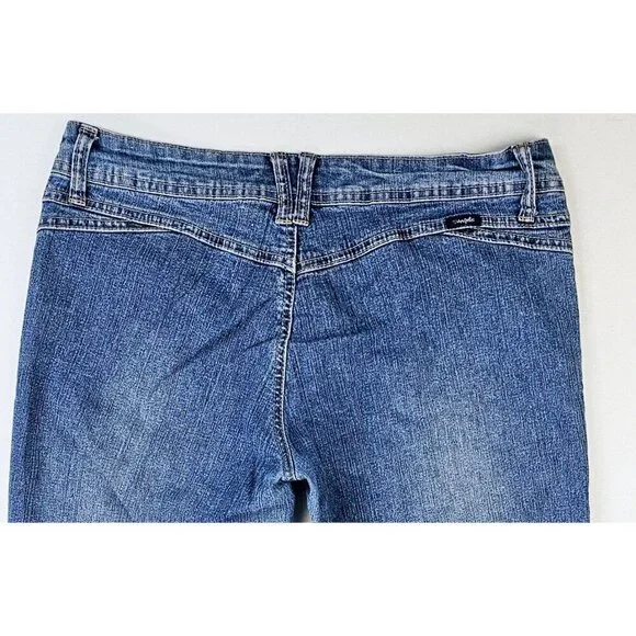 Angels Jeans Size 13 Juniors Women's Blue Cropped Capri Ramie Blend Logo Denim - Picture 8 of 11
